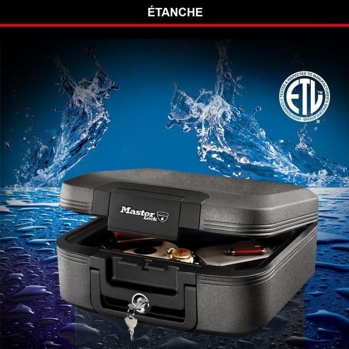 Master Lock Caja fuerte ignífuga 7.8 litros con protección para soportes multimedia, alta resistencia al fuego y cerradura de llave, negra. 3 Master Lock Caja fuerte ignífuga 7.8 litros con protección para soportes multimedia, alta resistencia al fuego y cerradura de llave, negra. 3