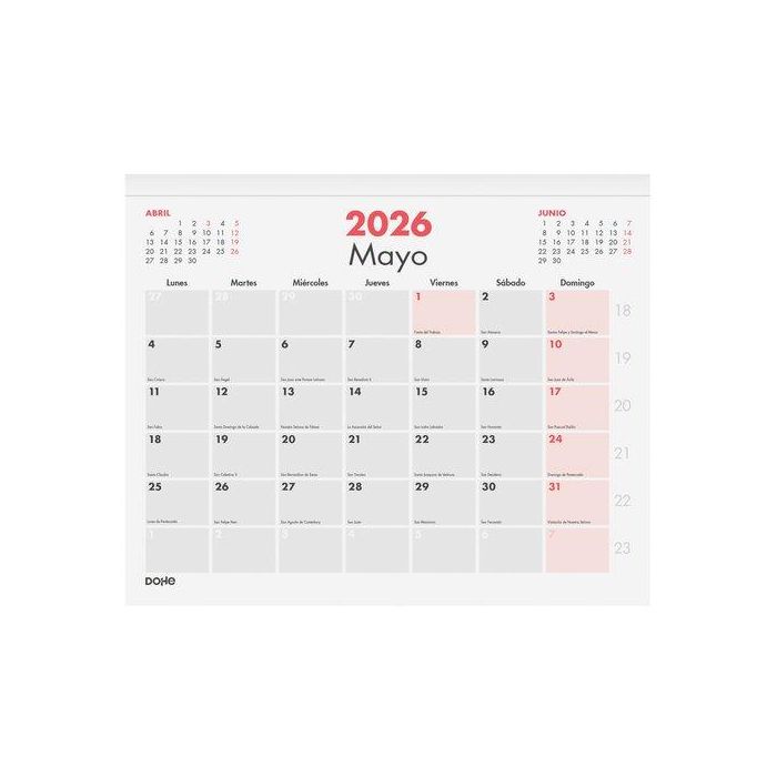 Dohe Calendario Sobremesa Faldilla 30x24.7 cm Números Pequeños 2026 Papel Offset Blanco 80gr, Mes a la Vista