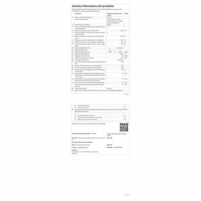 Hisense 50A6Q Televisor 50" 4K Ultra HD Smart TV VIDAA Wifi Negro 1