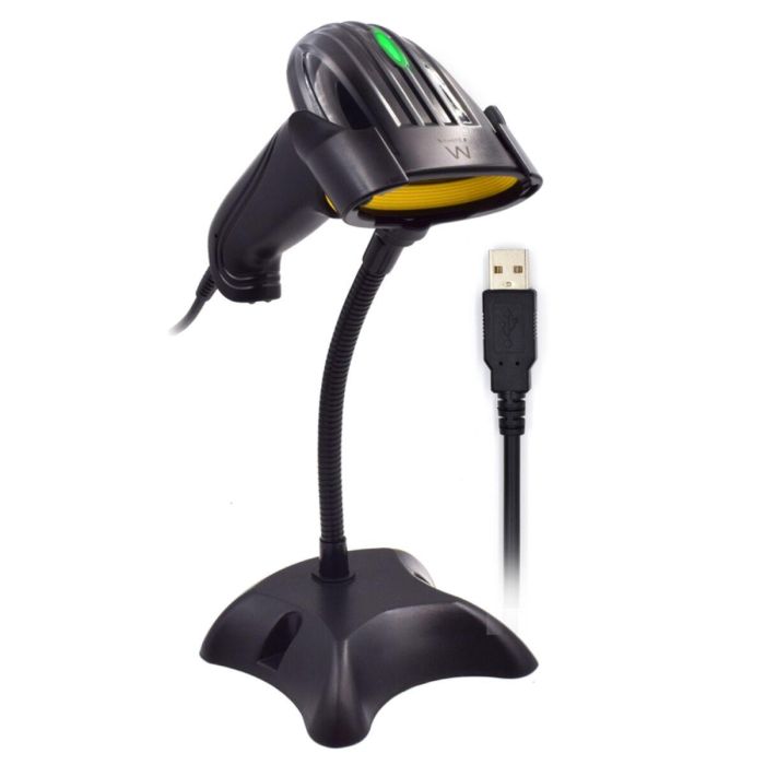 Ewent EW3410 Lector de Códigos de Barras 1D/2D con Cable USB, Portátil, Manos Libres con Soporte, Robusto, Resistente a Golpes, Negro Ewent EW3410 Lector de Códigos de Barras 1D/2D con Cable USB, Portátil, Manos Libres con Soporte, Robusto, Resistente a Golpes, Negro