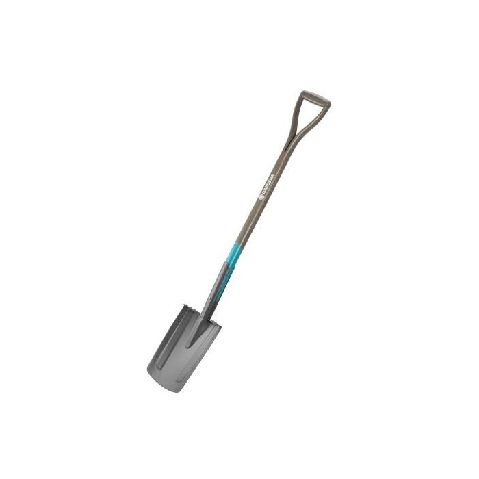 Gardena Pala de metal NatureLine ergonómica con cabeza puntiaguda para drenaje, forma de D, Acero, Negro