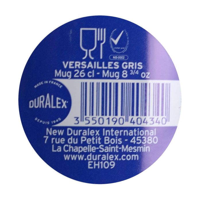 Duralex Mug Apilable Gris 26 cl Colección Versailles - Taza para el Hogar y la Cocina con Dimensiones de 10 x 7 x 9 cm (72 Unidades) 8