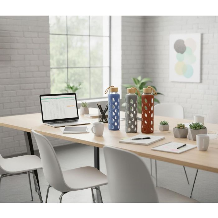 Inde Botella Agua Vidrio/Silicona 600 ml 7 x 7 x 25 cm 6