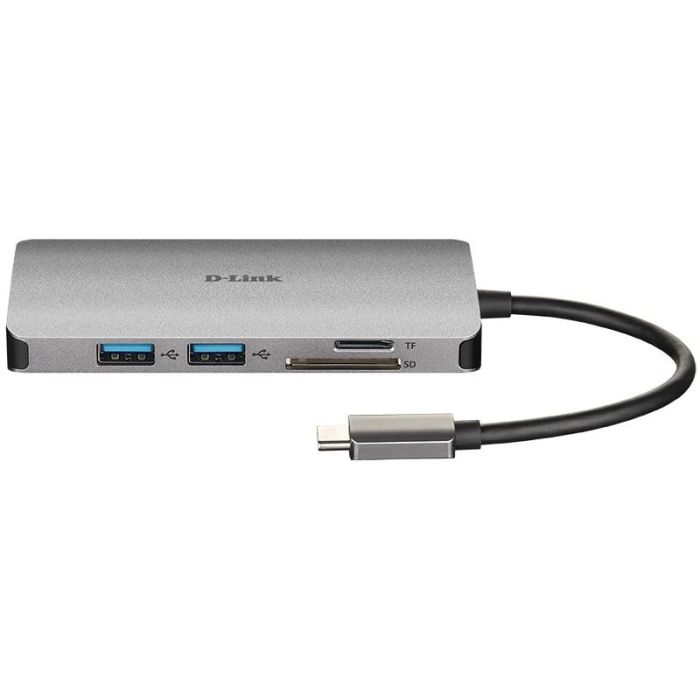 D-Link Hub USB-C DUB-M810 8 Puertos con HDMI 4K, 3x USB 3.0, SD/microSD, Gigabit Ethernet, Suministro de Energía 100W, Gris Aluminio 2 D-Link Hub USB-C DUB-M810 8 Puertos con HDMI 4K, 3x USB 3.0, SD/microSD, Gigabit Ethernet, Suministro de Energía 100W, Gris Aluminio 2
