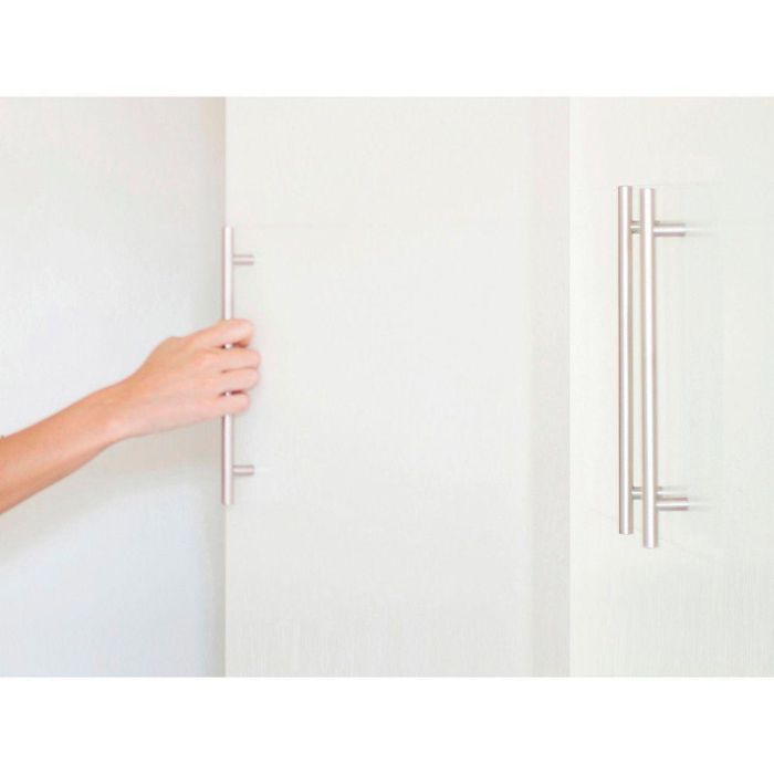 Rei Tiradores de mueble tipo asa 891h en acero inoxidable acabado aluminio, blister 4 unidades, entrepuntos 128mm