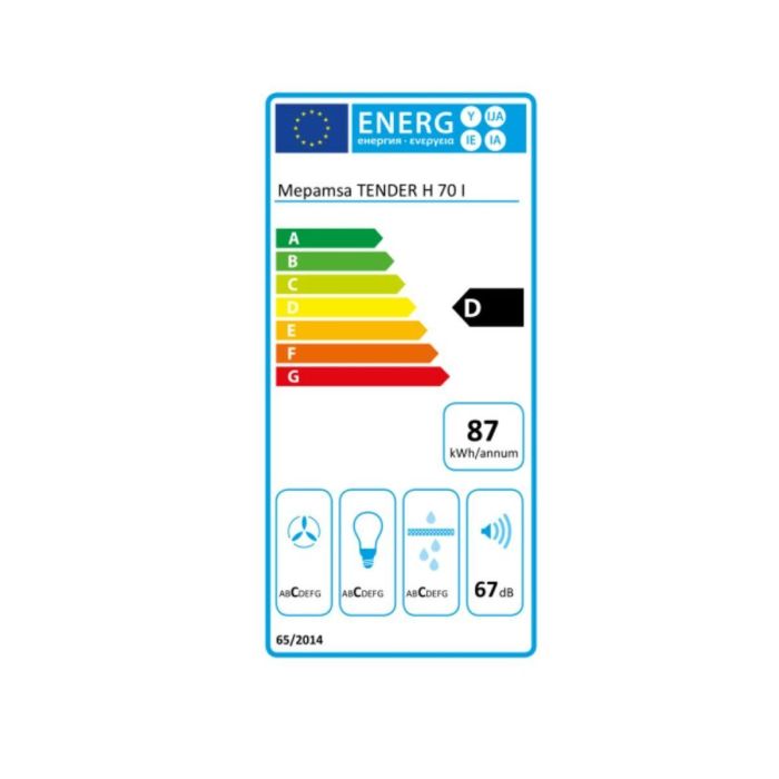 Campana Convencional Mepamsa TENDER H 70 250 W 70 cm 705 m3/h Plateado Acero 1 Campana Convencional Mepamsa TENDER H 70 250 W 70 cm 705 m3/h Plateado Acero 1