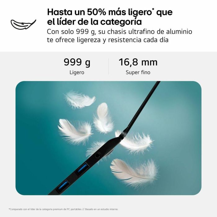 LG 14Z90RU-G.AA55B Portátil Gram, Intel Core i5-1334U, 16GB RAM, 512GB SSD, 14" IPS WUXGA, Windows 11, 999g 13