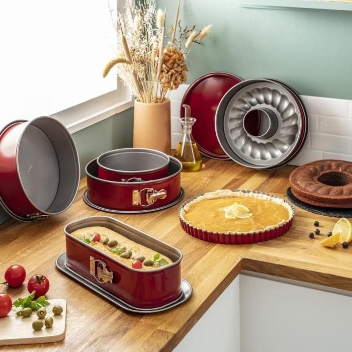 Molde de pastel Delibake TEFAL en acero - Ø 30 x 11 cm - Rojo y gris - Con bisagra 4