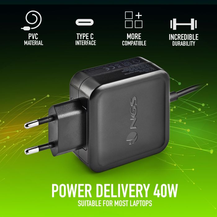 NGS W-45W USB-C Cargador Universal de Pared para Portátil 45W Automático Carga Rápida USB Tipo-C 5V-20V con Cable 1.5M 6 NGS W-45W USB-C Cargador Universal de Pared para Portátil 45W Automático Carga Rápida USB Tipo-C 5V-20V con Cable 1.5M 6