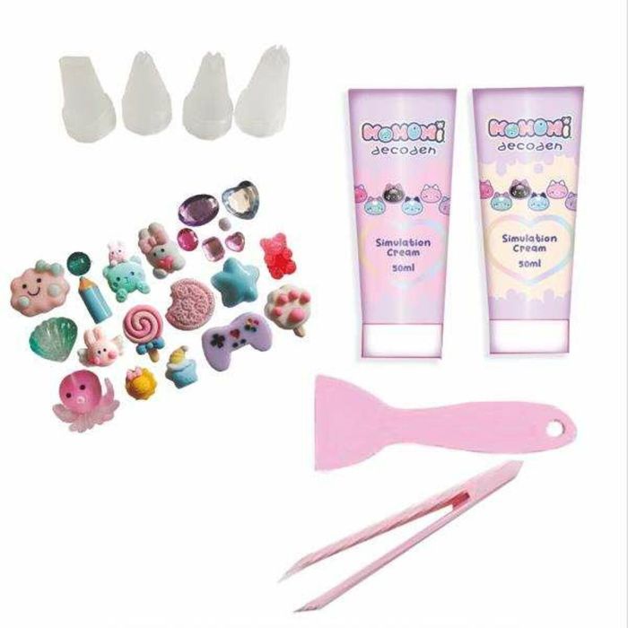 Nice Decoden Kit para Decorar Fundas de Teléfono con Crema - Incluye 2 Cremas, Boquillas, Espátula, Pinzas, Amuletos - 2 Versiones 1