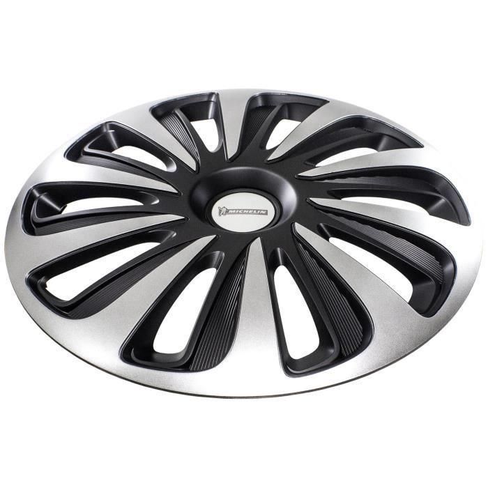 Michelin Tapacubos de Rueda 17" NVS 3D Carbono Bicolor Lote de 4. Acabado Lacado Brillante. 2