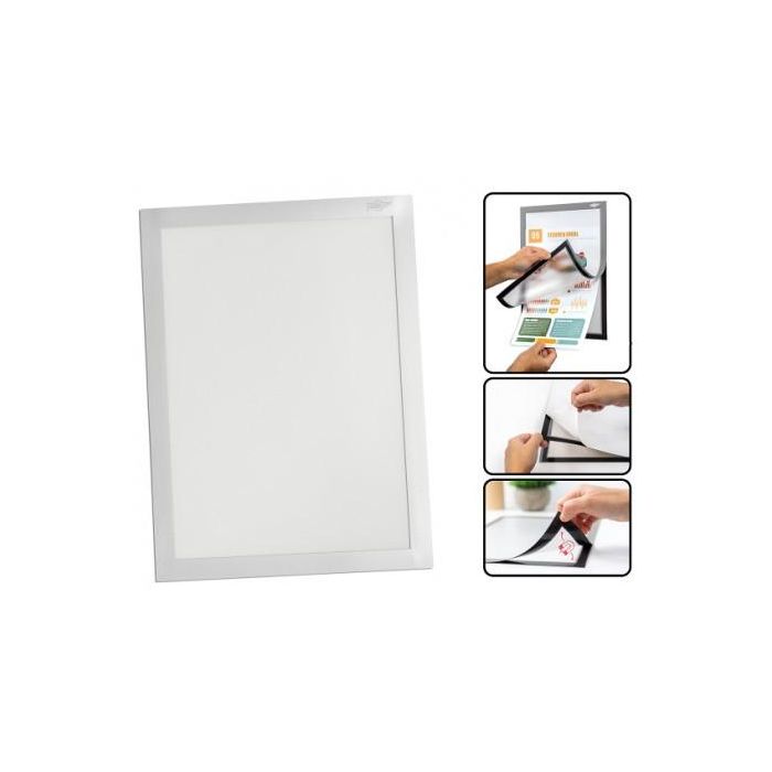 FAIBO 40101 Marco Magnético Adhesivo A4 Gris para Documentos y Señalización