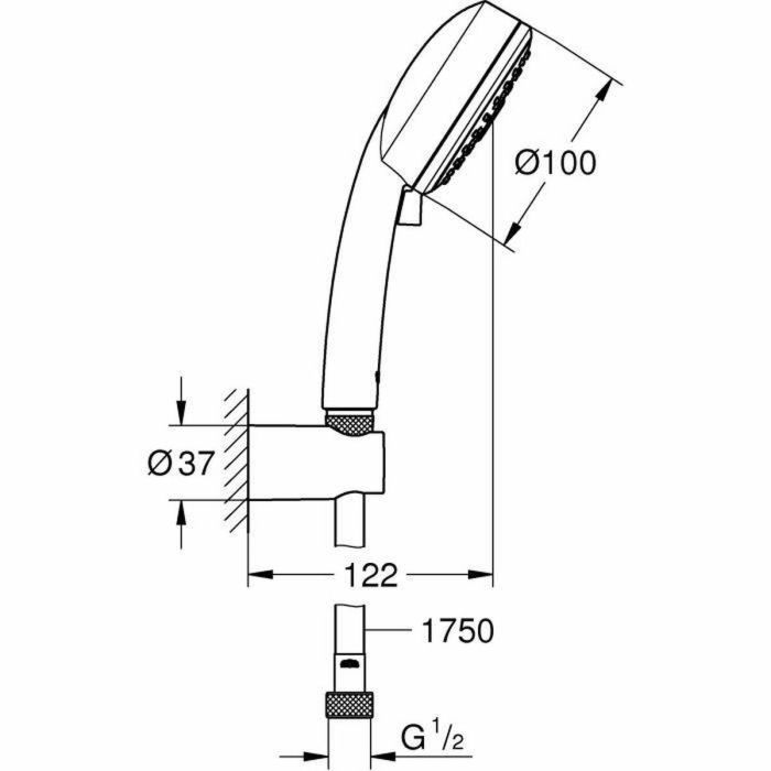 Set de ducha de 3 chorros con soporte de pared - GROHE 1