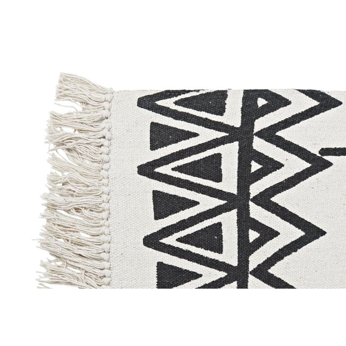 Alfombra DKD Home Decor 160 x 250 x 0,7 cm Negro Poliéster Algodón Blanco Ikat Boho 1