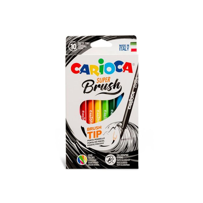 Carioca Rotulador Super Brush Punta Pincel Colores Surtidos Estuche 10 Ud 1