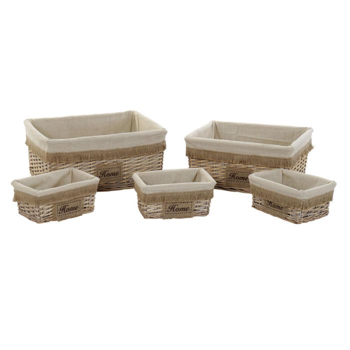 Cesta DKD Home Decor Natural Marron 40 x 22 x 48 cm Set de 5