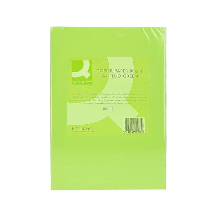 Papel Color Q-Connect Din A4 80 gr Verde Neon Paquete De 500 Hojas 1