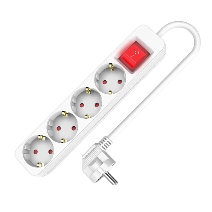 Regleta Enchufes 4 Tomas sin Interruptor TM Electron TMUAD504S Blanco 3680 W (1,5 m) (4 Unidades) 5