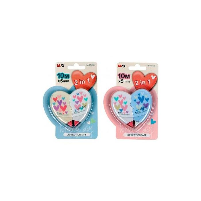 M&G Cinta correctora corazón 2ud en 1 de 5mmx5m c/surtidos