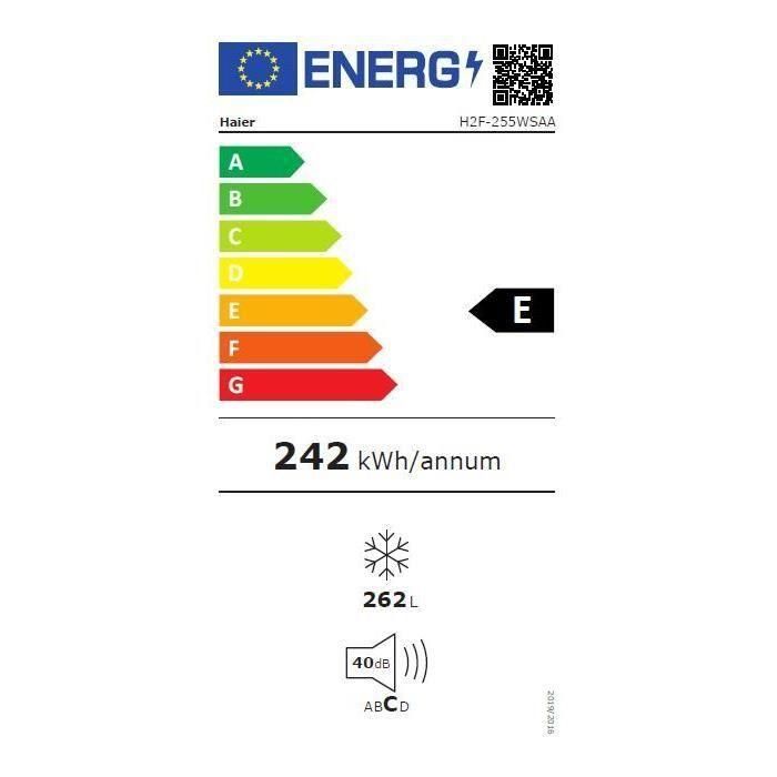 HAIER H2F-255WSAA - Congelador vertical - 262L - Froid No Frost - A ++ -L60 x H186.5 cm - Blanco 3 HAIER H2F-255WSAA - Congelador vertical - 262L - Froid No Frost - A ++ -L60 x H186.5 cm - Blanco 3