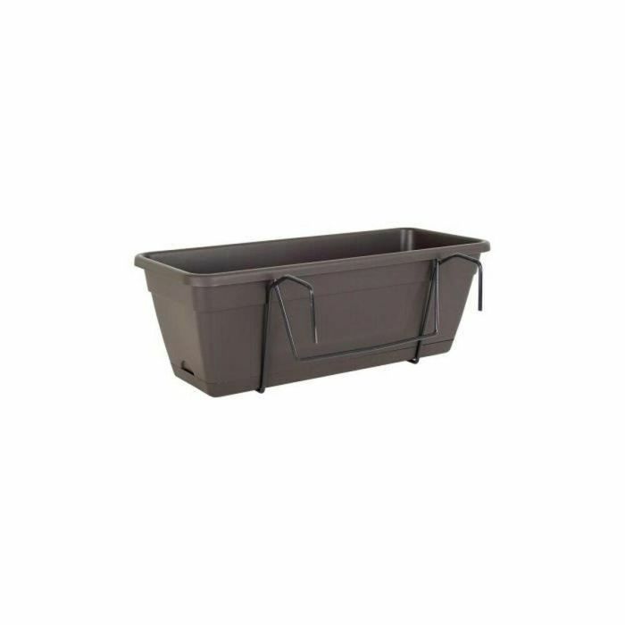 Artevasi Venezia Maceta rectangular con sistema de autorriego, 10 L, gris antracita, 49x19.5x16.6 cm, ideal para balcón y con fijaciones