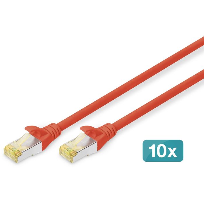 DIGITUS CAT 6A S/FTP Patchkabel. 10 Stück. 3m. rot