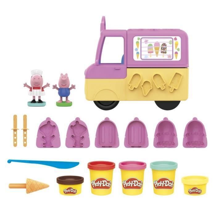 Play-Doh Peppa Pig y el camión de los helados, con Peppa, George y 5 botes de plastilina para niños de 3 años 1