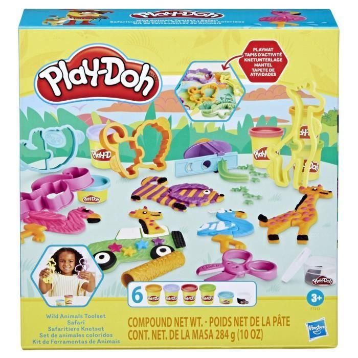 Play-Doh Safari box set, plastilina creativa de ocio para niños sobre el tema de los animales, juguetes para niños, a partir de 3 años