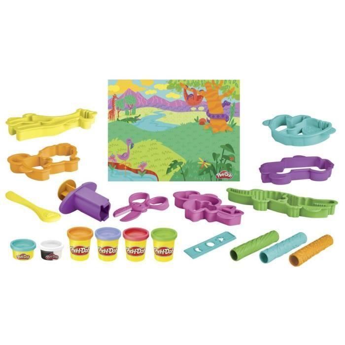 Play-Doh Safari box set, plastilina creativa de ocio para niños sobre el tema de los animales, juguetes para niños, a partir de 3 años 1