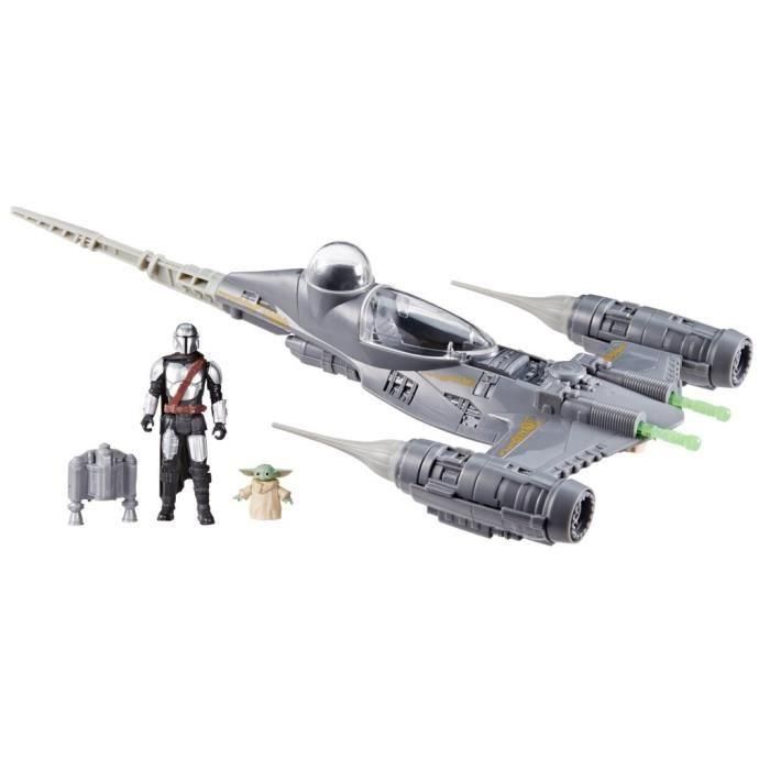 La nave Mandalorian's N-1 Starfighter, figuras de Grogu y Mandalorian de 10 cm, juguete para niños a partir de 4 años, Star Wars Epic Her 1