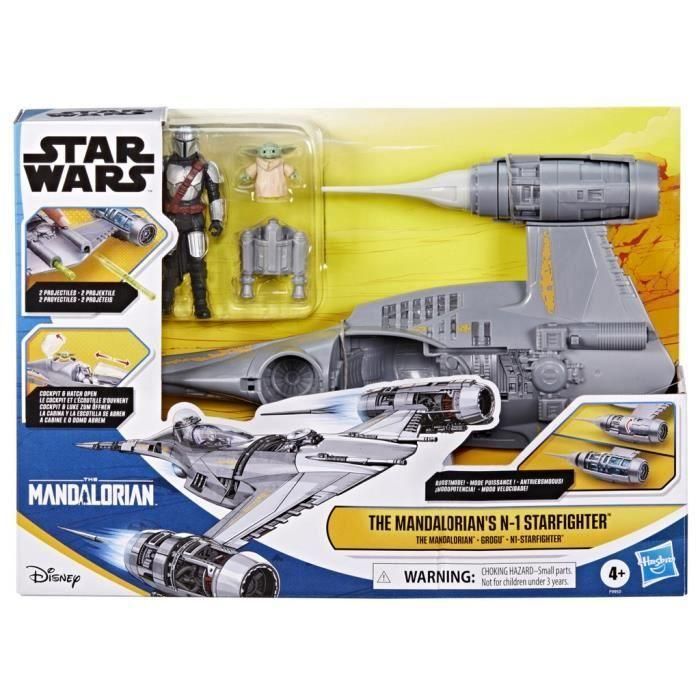 La nave Mandalorian's N-1 Starfighter, figuras de Grogu y Mandalorian de 10 cm, juguete para niños a partir de 4 años, Star Wars Epic Her 5