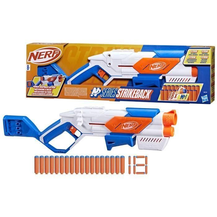 Lanzador Nerf NSeries Strikeback con dardo, 18 dardos, a partir de 8 años