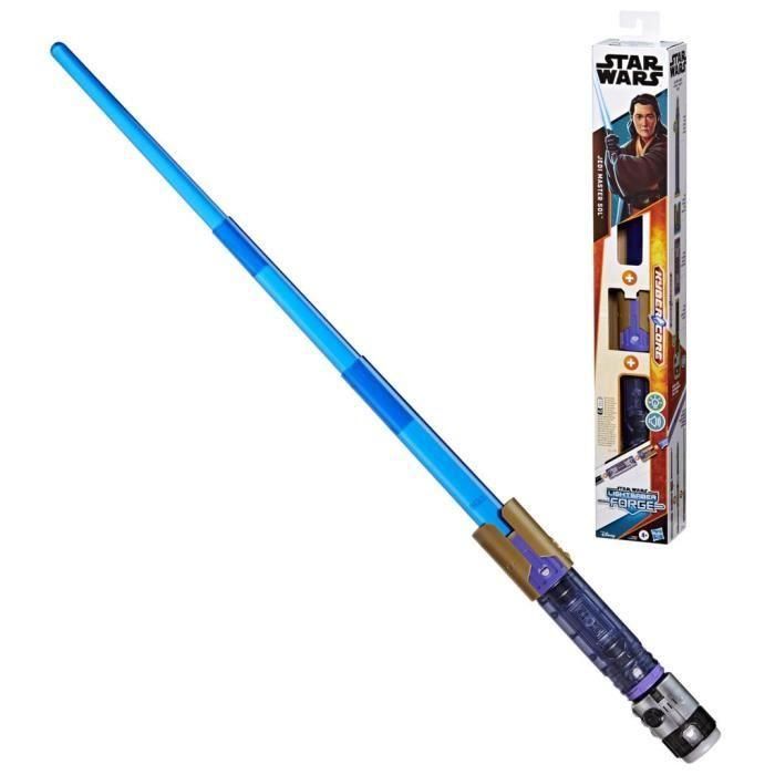 Sable de luz electrónico Jedi Master Sol, oficial personalizable con licencia azul Star Wars Lightsaber Forge Kyber Core, a partir de 4 años