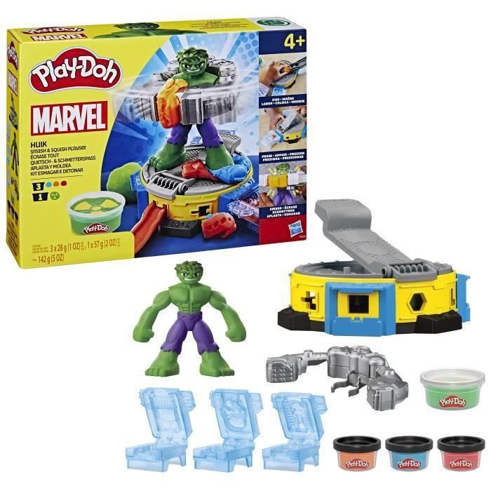 Play-Doh Hulk Aplasta Todo, set de plastilina con figura de Hulk, a partir de 4 años, Marvel