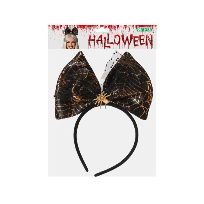Diadema Halloween Pajarita Negro y Dorado con Arañas y Telaraña Elegante y Original para Mujer Adulto 1 Diadema Halloween Pajarita Negro y Dorado con Arañas y Telaraña Elegante y Original para Mujer Adulto 1