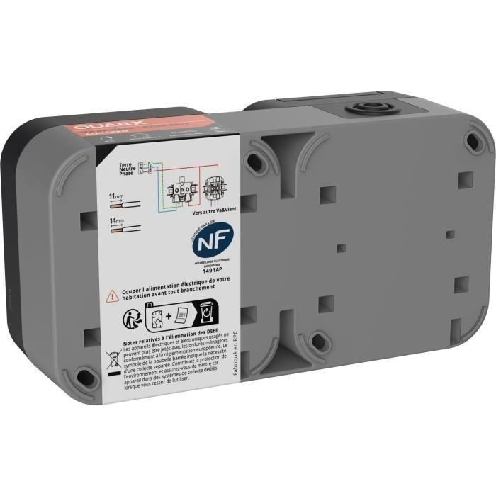 Toma doble - QUARX - Aqua Pro - Exterior, vertical, IP55, 250V, 16A 1 Toma doble - QUARX - Aqua Pro - Exterior, vertical, IP55, 250V, 16A 1