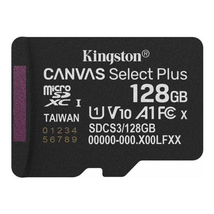 Kingston SDCS3/128GBSP Tarjeta de Memoria microSDXC Canvas Select Plus 128GB Clase 10 U1 V10 A1 150MB/s Lectura Kingston SDCS3/128GBSP Tarjeta de Memoria microSDXC Canvas Select Plus 128GB Clase 10 U1 V10 A1 150MB/s Lectura