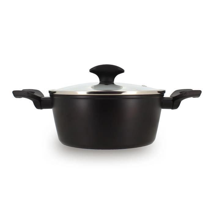 Horno holandés - MENASTYL - 6020646 - Aluminio forjado - 20 cm - Negro - Apto para todo tipo de fuegos, incluida inducción Horno holandés - MENASTYL - 6020646 - Aluminio forjado - 20 cm - Negro - Apto para todo tipo de fuegos, incluida inducción