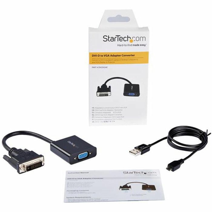 Adaptador DVI-D a VGA Startech DVI2VGAE 0,19 m Negro 3 Adaptador DVI-D a VGA Startech DVI2VGAE 0,19 m Negro 3