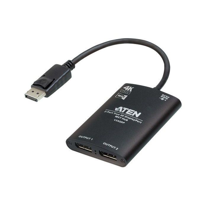 Aten VS92DP Hub MST DisplayPort 2 Puertos True 4K para conectar hasta 2 pantallas Windows