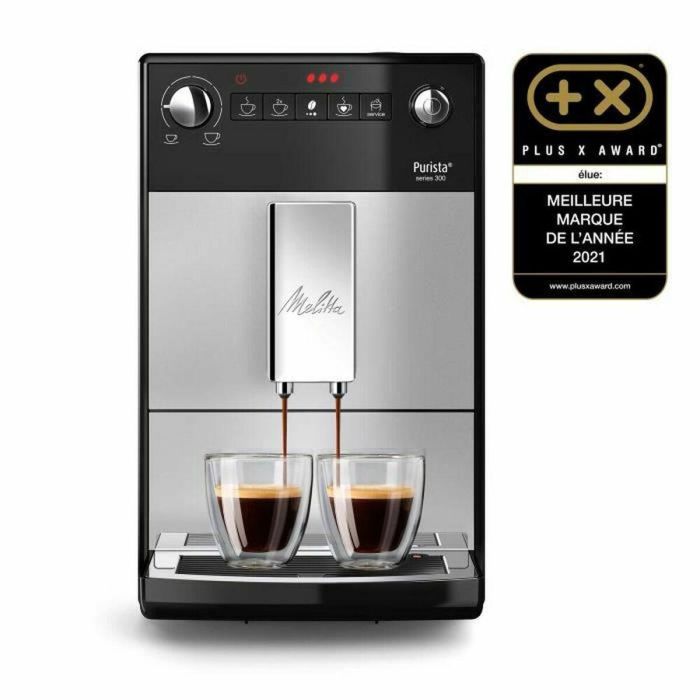 Melitta F230-101 Cafetera espresso automática compacta Purista, con molinillo de granos, 1450W, depósito de agua 1,2L, Plata 1