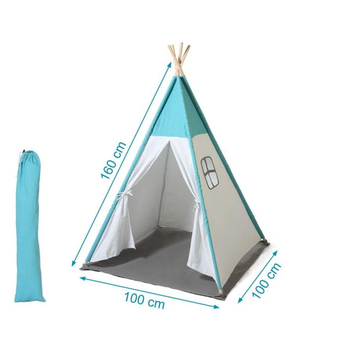 KioKids Teepee Azul para Niños +0 Meses - Tienda de Juego Plegable con Ventana y Puerta - Algodón/Poliéster 3