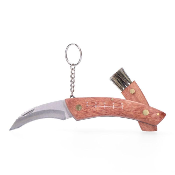 Edm Navaja setas Irati con cepillo, cuchillo, llavero y medidor - Mango madera, acero inoxidable 420, estuche nylon 1 Edm Navaja setas Irati con cepillo, cuchillo, llavero y medidor - Mango madera, acero inoxidable 420, estuche nylon 1