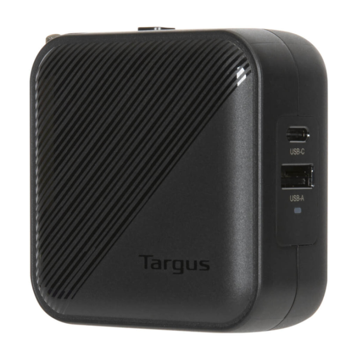 Targus APA803GL Cargador Universal para Dispositivos Móviles, Carga Rápida 65W, Doble Salida USB-C, Interior, Negro