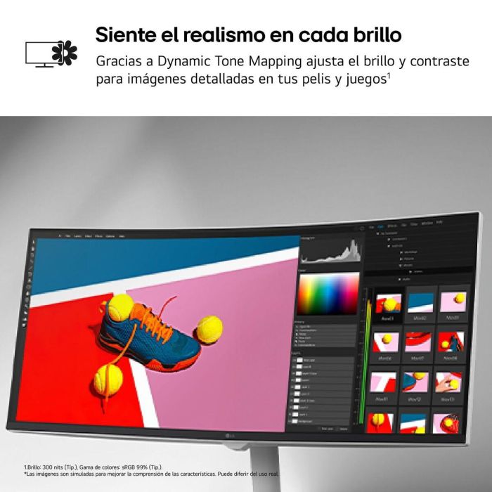 LG 34U601SA-W.AEU Monitor Curvo 34" UltraWide Smart TV, Pantalla WQHD (3440 x 1440), 100Hz, VA, webOS 24, HDR10, Altavoces, para Productividad y Streaming