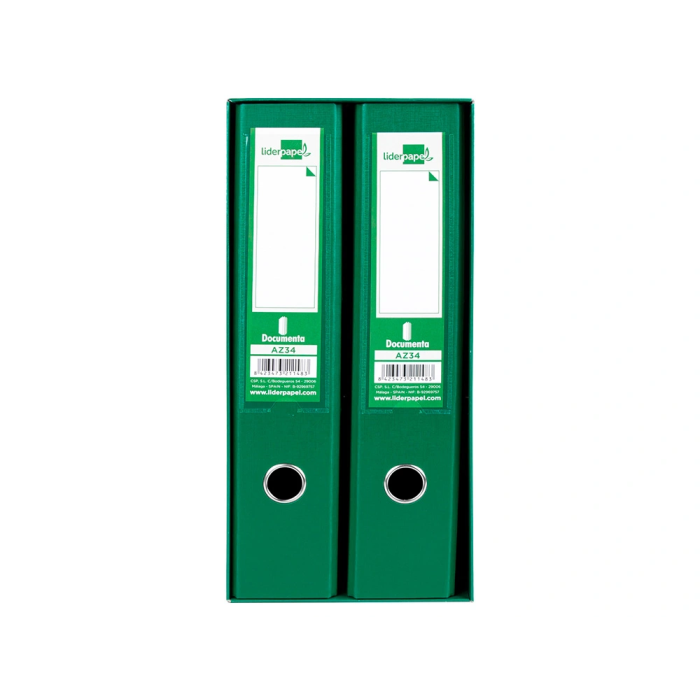 Liderpapel Archivador Folio 2 Anillas Mecanismo de Palanca 75mm Verde 2