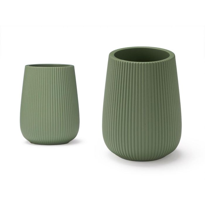 Berilo Portacepillos Rayas Abombado Verde 8x12x8 cm (12 Unidades) Berilo Portacepillos Rayas Abombado Verde 8x12x8 cm (12 Unidades)