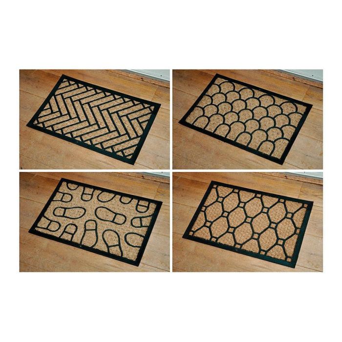 Edm Felpudo Panamá 60x40cm Fibra Coco y Goma Antideslizante, Marrón/Negro 1