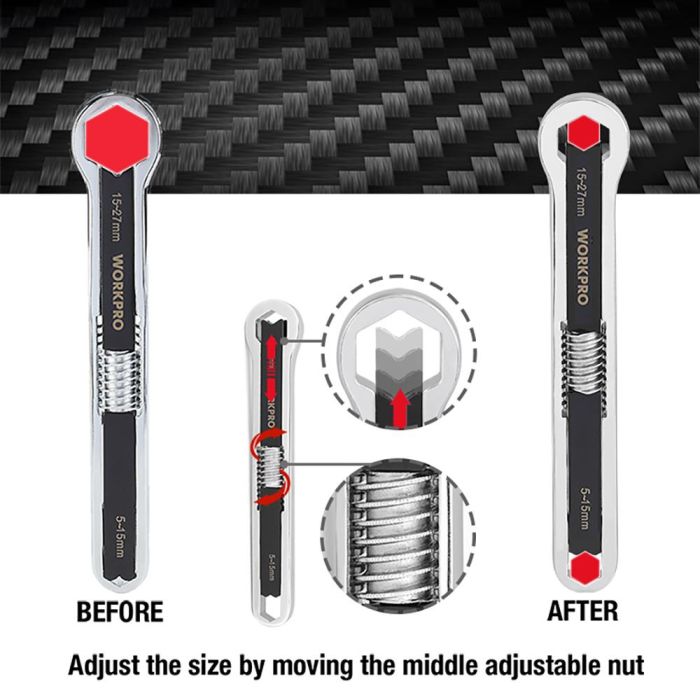 Llave ajustable universal 5 - 16 mm, métrica y sae 3 Llave ajustable universal 5 - 16 mm, métrica y sae 3