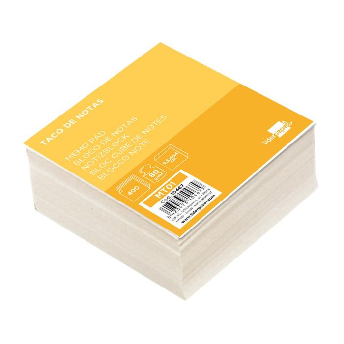 Taco Papel Liderpapel Sin Encolar 95x90x40 mm Blanco 80 gr 2